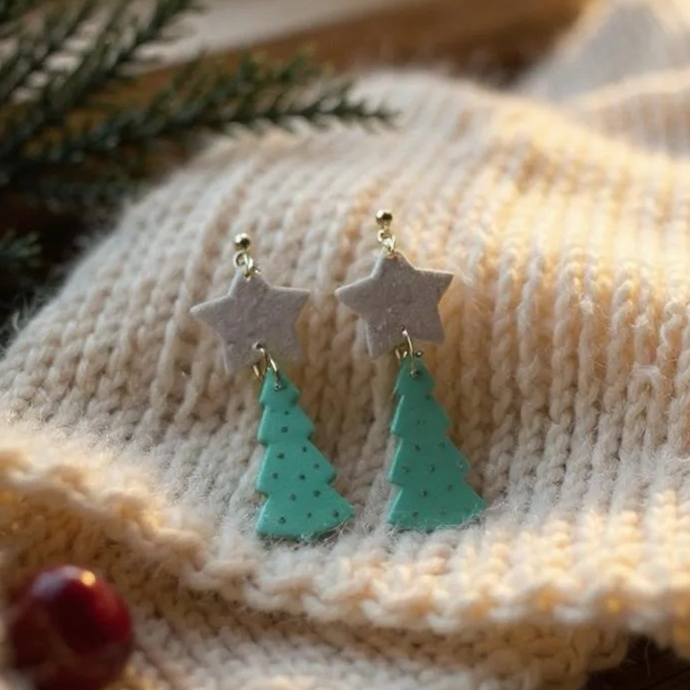 Tree Ploymer Clay Earrings